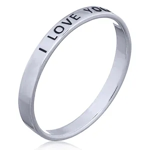 JE T'aime Gravé Bague En Argent Message D'amour En Gros Bijoux En Argent Bague en Argent Plaqué Bangkok Fabricant