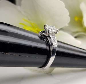 1 Carat Round Cut Moissanite Solitaire Engagement Ring 925 <b>Sterling</b> <b>Silver</b> with 18K Gold Accents VVS Clarity for <b>Wedding</b> Parties - Product Image 5