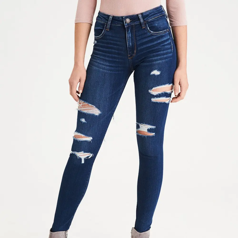 Broderie Denim Jeans Pantalon Pour femmes Meilleur Prix Fait Sur Commande Bleu Clair 100% Coton Lavé De Bangladesh