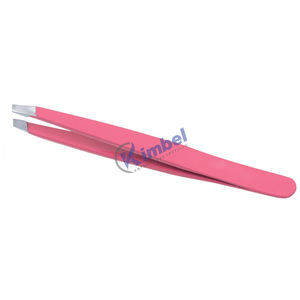 Pinzas para cejas de Punta inclinada recta con acabado mate de todos los colores de acero inoxidable de alta calidad - Product Image 1