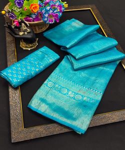 Lanzamiento de Sari Jacquard con blusa para mujer, ropa de fiesta para mujer, uso diario, de algodón suave Sari de seda, venta al por mayor, precio bajo étnico - Product Image 4