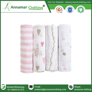Vente en gros d'emmaillotage en mousseline de coton pour bébé en ligne best-seller avec logo personnalisé et étiquette d'emmaillotage imprimé de fleurs - Product Image 3