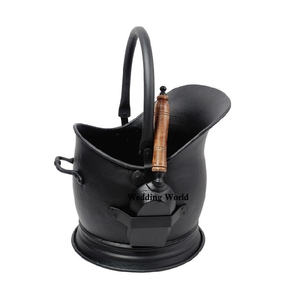 ถังจุดไฟโลหะเคลือบผงสีดําคุณภาพเยี่ยมถังเถ้าแฮนด์เมดขายร้อนขายส่งถังถ่านหินโลหะ - Product Image 2