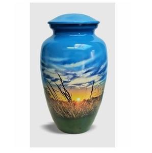 Urna de cremación de Metal pintado a mano para adultos, urna de cenizas de estilo americano/europeo al atardecer en el corazón - Product Image 5