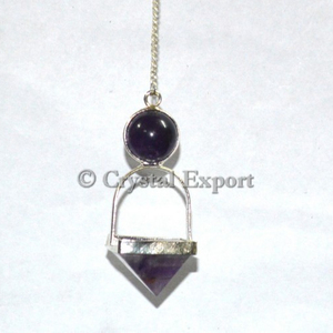 Supplier of Amethyst Pyramids with Amethyst Ball Pendulums : Amethyst Pyramids with Amethyst Ball Pendulums for Sale - Product Image 1