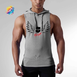 Débardeur à capuche pour hommes, style mode été, sport, gym, écologique, 100% coton, musculation professionnelle, 2022 BEAST - Product Image 3