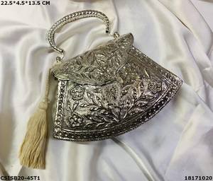 Exclusive Handmade Designer Silver Brass Ladies <b>Clutch</b> Bag Women's <b>Wedding</b> Evening <b>Clutch</b> - Product Image 2
