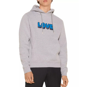 Sudadera con capucha para hombre, diseño gráfico, algodón oscuro transpirable, con logotipo personalizado del fabricante, estampado gris. - Product Image 1