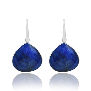 Haute qualité 925 argent Sterling bleu calcédoine pierres précieuses Dangler boucles d'oreilles design élégant à la mode pour cadeau de fête de mariage - Product Image 5