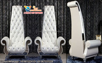 Chaises à dossier haut de style baroque pour la maison, chaises de salon à dossier haut de luxe, chaises de salon en cuir capitonnées élégantes en vente