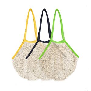 กระเป๋าผ้าคอตตอนตาข่ายเป็นมิตรต่อสิ่งแวดล้อมใช้ซ้ำได้ผลิตได้มีลวดลายสกรีนโลโก้วัสดุทำจากผ้าฝ้ายออร์แกนิคสำหรับร้านขายของชำ - Product Image 1