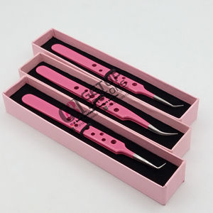 ขายส่ง คีมต่อขนตาแบบวงกลม GETUP BROSONS IMPEX 90 องศา สีชมพูเคลือบผง คีมโค้งสแตนเลส - Product Image 1