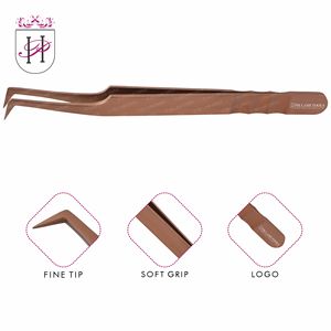 Rose Gold Eyelash L-Type แหนบออกแบบใหม่,Eyelash Extension แหนบฉลากส่วนตัว,ปริมาณและแยกแหนบ - Product Image 1
