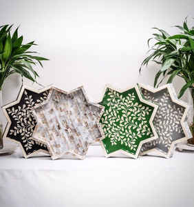 Sous-verre de plateaux de service en os incrusté de nacre en forme d'étoile le mieux conçu de CANDID Manufacturing Co avec nacre - Product Image 3