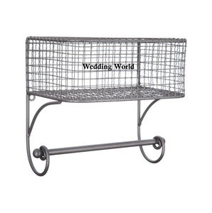 Panier en métal de forme rectangulaire panier en gros fait à la main de haute qualité classique élégant panier de table fantaisie nouveau panier en métal - Product Image 2