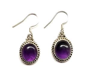 Pendiente de piedras preciosas de amatista Natural para mujer, joyería de plata de ley 925 de 8x10mm con forma ovalada - Product Image 3
