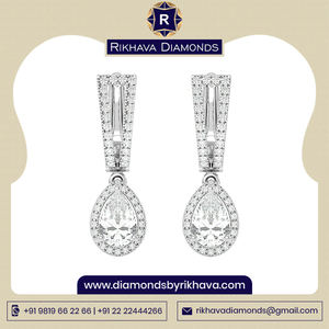 Pendientes de diamantes de oro blanco de 14 quilates de nueva tendencia, precio de fábrica con embalaje de regalo - Product Image 2
