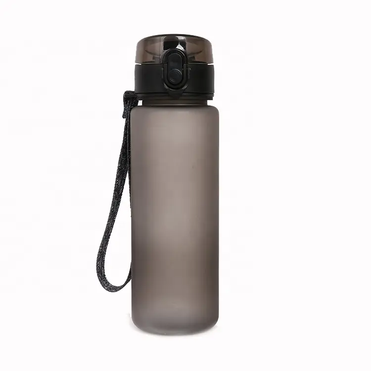 Garrafa de água esportiva ecológica, garrafa sem bpa de plástico congelado com tampa superior de flip, 600ml