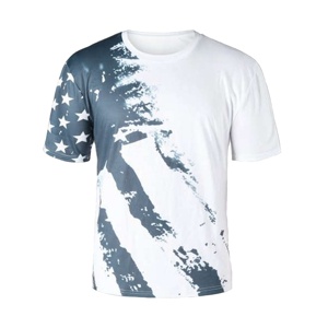 T-shirt en coton uni à manches courtes et col rond pour homme, personnalisé, à la mode, avec impression par sublimation et broderie tricotée - Product Image 1
