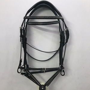 Brida Mexicana de Súper Calidad Hecha con Lana de Oveja Marino y Cuero, Cristales en la Muserola y la Diadema - Product Image 1