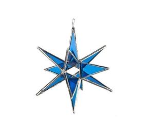 Adorno de árbol de estrella azul moraviar, hecho a mano, novedad - Product Image 1