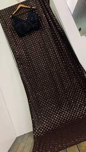 Sari en Georgette Marron Chaud Magnifique en Gros pour Femmes Style Indien Travail Brodé de Séquence Tenue de Fête Mariage Mode - Product Image 4