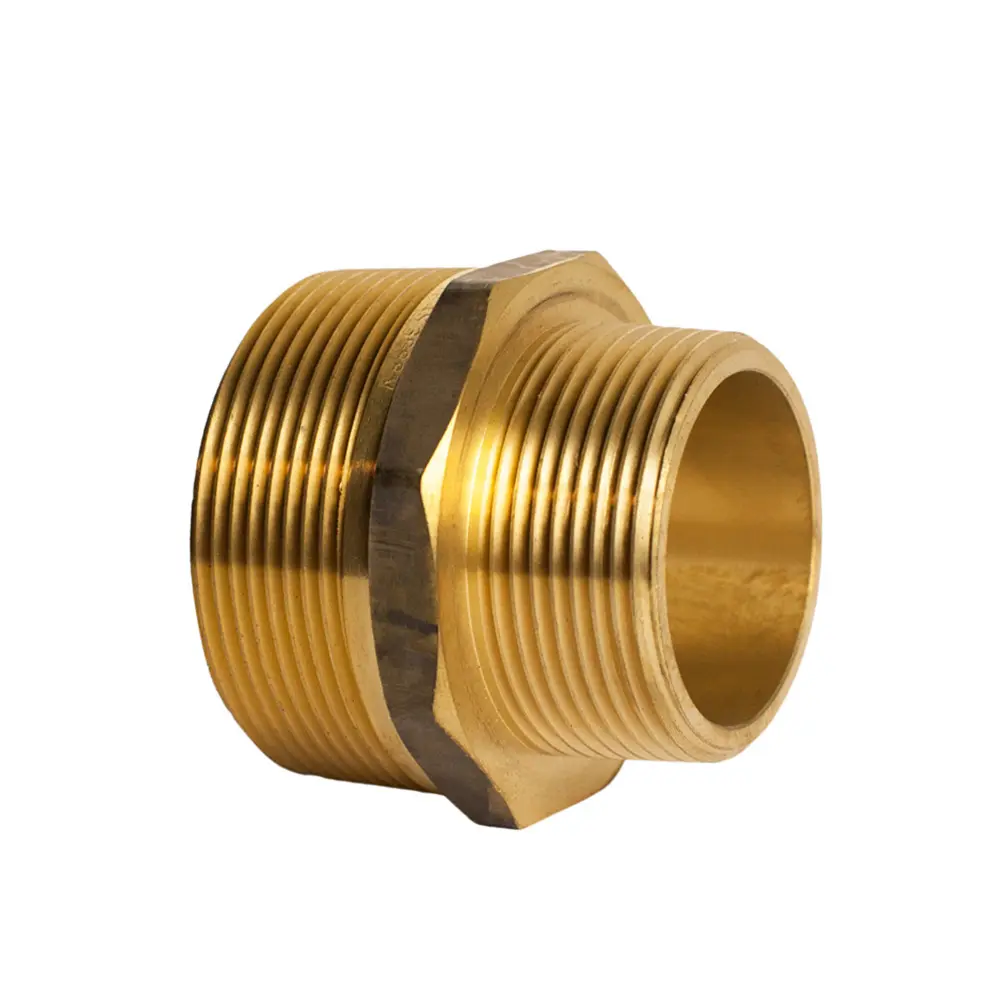 Adaptador de pezón de material de plomería de latón forjado 1/4 "3/8" 5/8 "1/2-2 pulgadas accesorios de tubería de bronce acoplamiento reductor de conexión recta