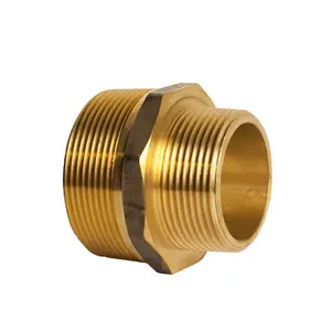 Forged Brass Plumbing Material Nipple Adapter 1/4" 3/8" 5/8" 1/2-2inch Bronze Pipe Fittings Straight Connect Reducer Coupling