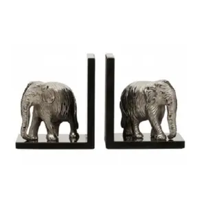 Nickle Plated Elephant Fancy Bookends