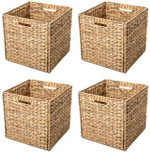 OEM Collapsible Water Hyacinth <b>Storage</b> <b>Basket</b> Foldable Woven <b>Seagrass</b> Hyacinth <b>Baskets</b> - Product Image 5