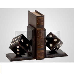 Classic Metal Game Dice <b>Bookend</b> | Heavy Duty Decorative Book Shelf Support | Modern Desk Book Holder for Home Office Library - Product Image 1