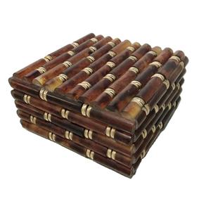 Corne de résine marron coquilles boîte carrée articles d'art indiens pour la décoration de la maison société indienne basée - Product Image 1