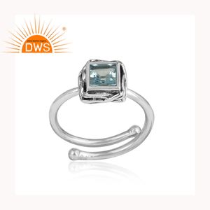 Anillo eternidad de apilamiento de piedras preciosas de Topacio Azul, proveedor de joyería de plata de ley 925, anillo oxidado, venta al por mayor - Product Image 2