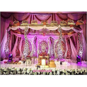 Mariage arabe élégant FRP Mandap Décoration de mariage indienne traditionnelle unique avec le thème du paon rêveur Scène de mariage fabriquée à la main au Royaume-Uni - Product Image 1