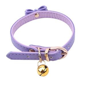 ปลอกคอแมวหนัง PU ทนทานล่าสุดทันสมัยทันสมัยล่าสุดหรูหราโลหะผสมแวววาวกระดิ่งที่สวยงามมีโบว์ที่แยกออกเป็นเครื่องประดับเหล็กขนาดเล็กที่เป็นอัญมณี - Product Image 2