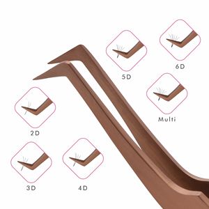 Rose Gold Eyelash L-Type แหนบออกแบบใหม่,Eyelash Extension แหนบฉลากส่วนตัว,ปริมาณและแยกแหนบ - Product Image 4