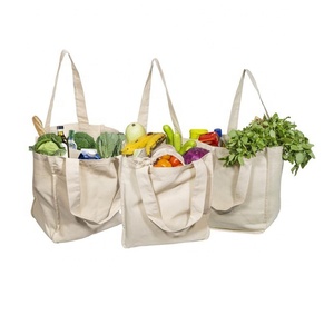Sac d'épicerie unisexe en toile de coton biologique avec motif solide fermeture ouverte sac à provisions multicolore - Product Image 2