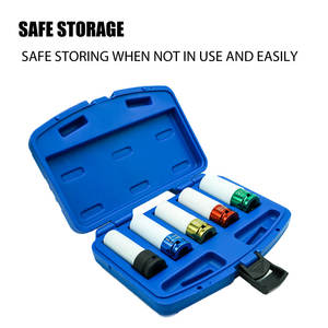 5pcs Colorful 1/2" Drive Alloy Wheel <b>Deep</b> <b>Impact</b> Gun Nut <b>Socket</b> <b>Set</b> 15-22mm Nylon Sleeve Taiwan Made - Product Image 5