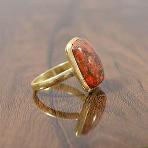 18k Gold Plated <strong>Red</strong> <strong>Coral</strong> <strong>Copper</strong> Gemstone <strong>Rings</strong> Handmade 925 Sterling Silver <strong>Red</strong> Gemstone <strong>Ring</strong> Wholesale Supplier - Product Image 3