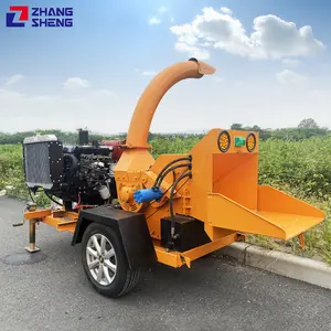 Ce Mobiele Diesel Aangedreven Auto Hydraulische Gedwongen Voeden Bosbouw Log Boomtak Storm Afval Shredder Drum Houtversnipperaar Machine