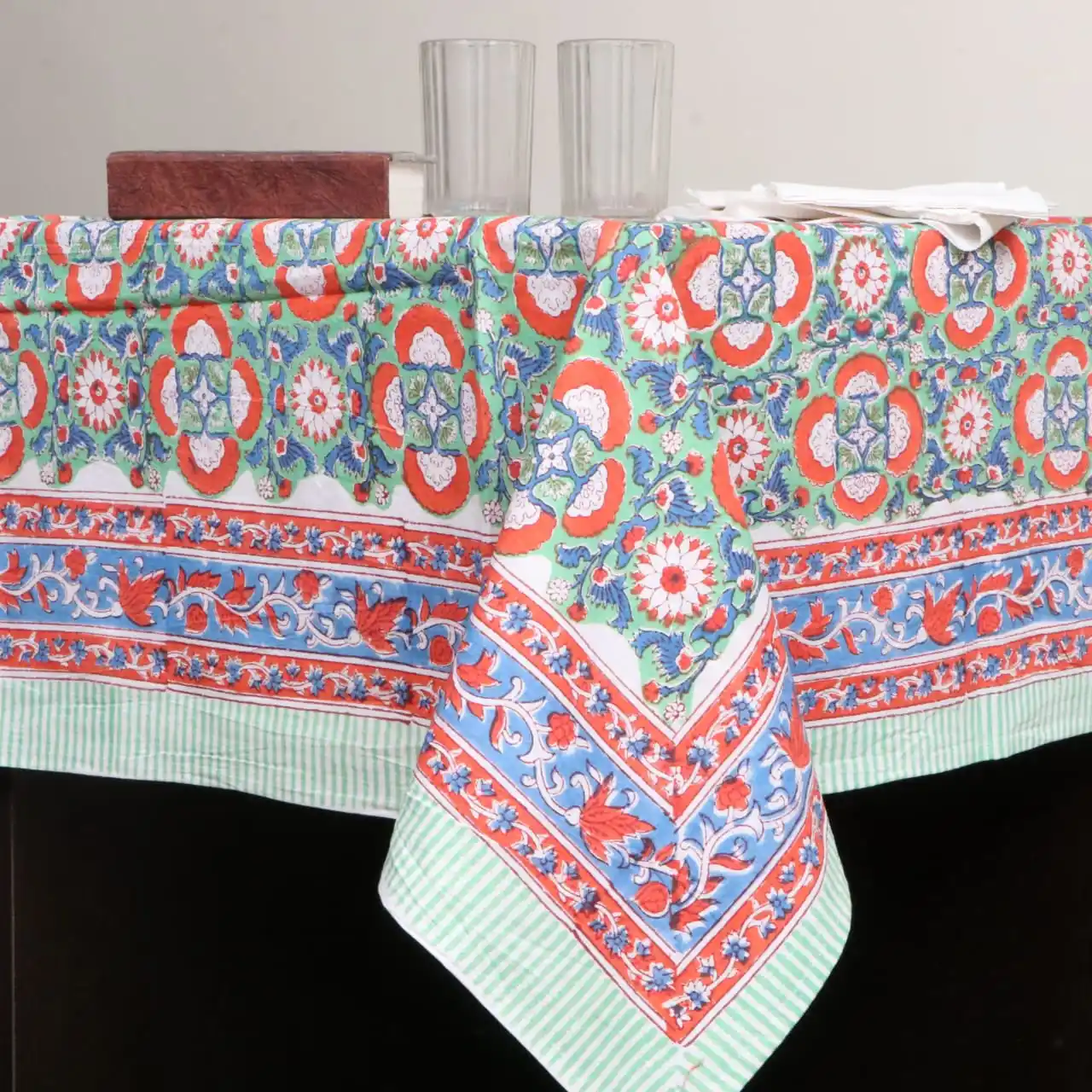 Ручной Блок печатных покрытие стола Индия хлопок столовое белье изготовленный на заказ скатерти
