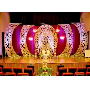 Panneau d'arrière-plan de mariage Grand thème Sri Lanka, décor de scène de mariage sud-indien, pointeur