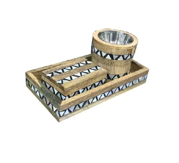 モダンムブカーボックストレイトップセラーアラビアラマダバーナーセット自然色ジャーウッド & レジンスクエアシェイプ装飾ボックスに使用