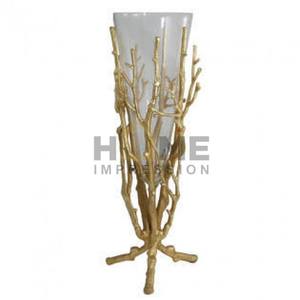 Florero de vidrio y metal de lujo, diseño moderno y elegante - Product Image 1