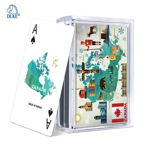 Naipes de plástico impermeables con estampado de mapa de Canadá, cartas de juego personalizadas, póker, venta al por mayor - Product Image 1