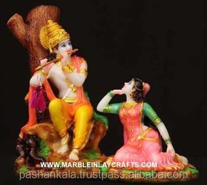 Sculpture Radha Krishna en marbre coloré, 15 cm - Product Image 1