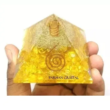 Orgone Piramida Tujuh CHAKRA Citrine/Grosir Meditasi Piramida EMF Pelindung Citrine Piramida Spiritual Orgenitepyramid