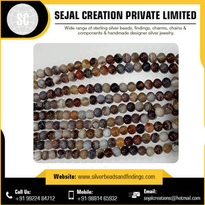 ลูกปัดหินอาเกตลูกไม้สีฟ้าแฟนซี - Product Image 3