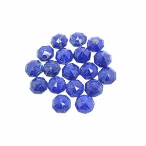 Cabochon à facettes en Lapis Lazuli naturel 17x17 MM forme ronde pierre précieuse de couleur bleu et argent pour la fabrication de bijoux - Product Image 2