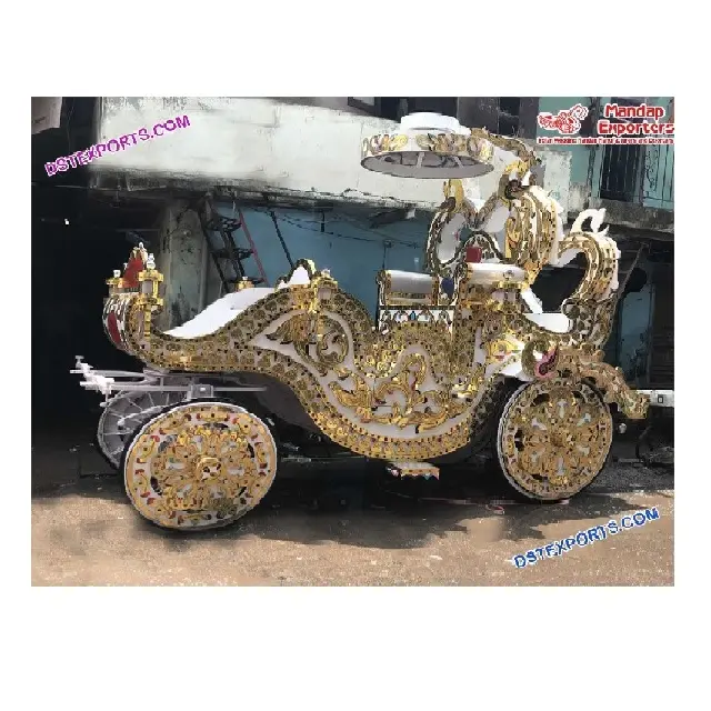 인도 결혼식 Bahubali 버기 판매 디자이너 화이트 골드 말 그려 캐리지 제조 로얄 웨딩 Bahubali 말 카트